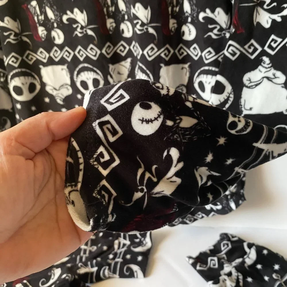 Disney Tim Burton Nightmare Before Christmas black pajama pj microfleece M 8-10 - Picture 7 of 8